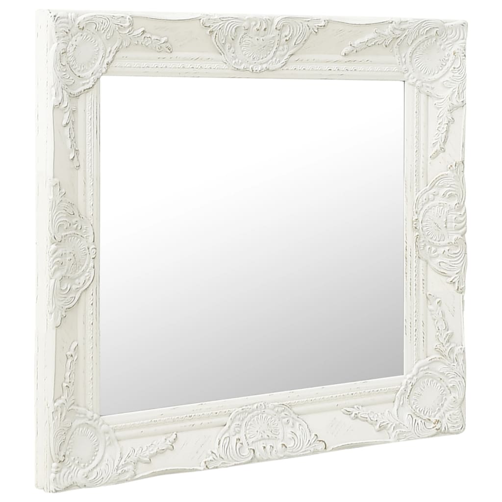 Miroir mural style baroque 60x60 cm Blanc