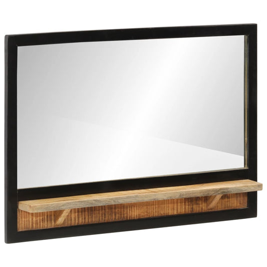 Miroir Avec Étagère 80X8X55 Cm Verre Et Bois Massif Manguier