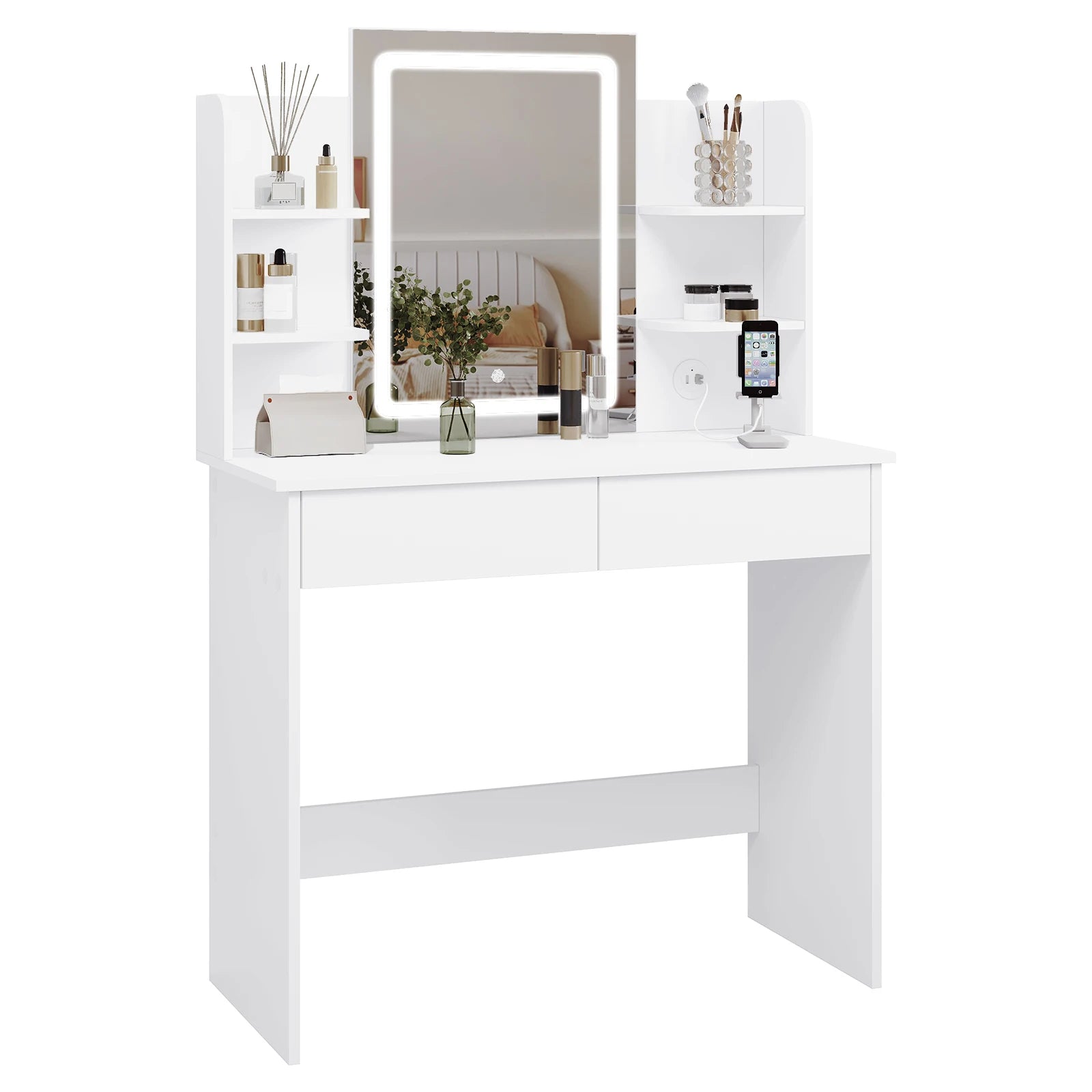 coiffeuse miroir lumineux blanc