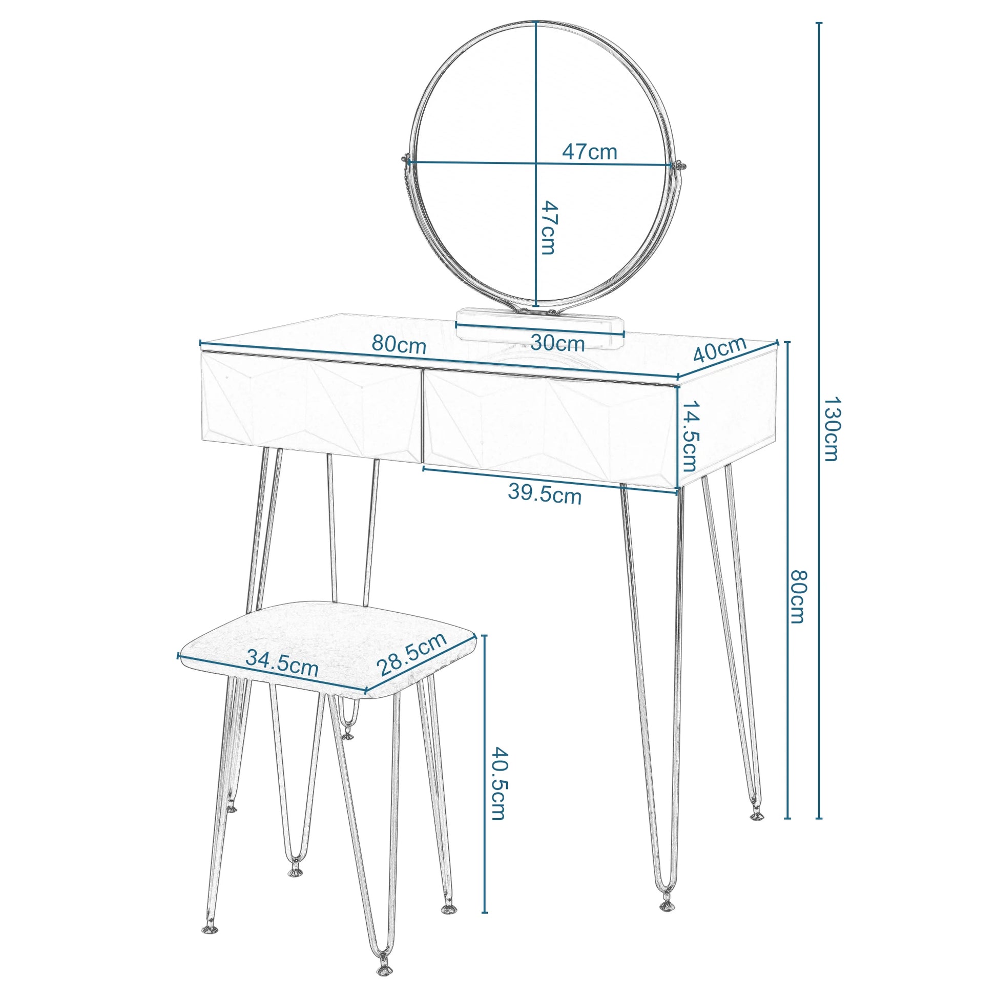 meuble coiffeuse miroir rond