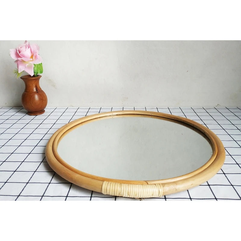 miroir rond rotin 40 cm