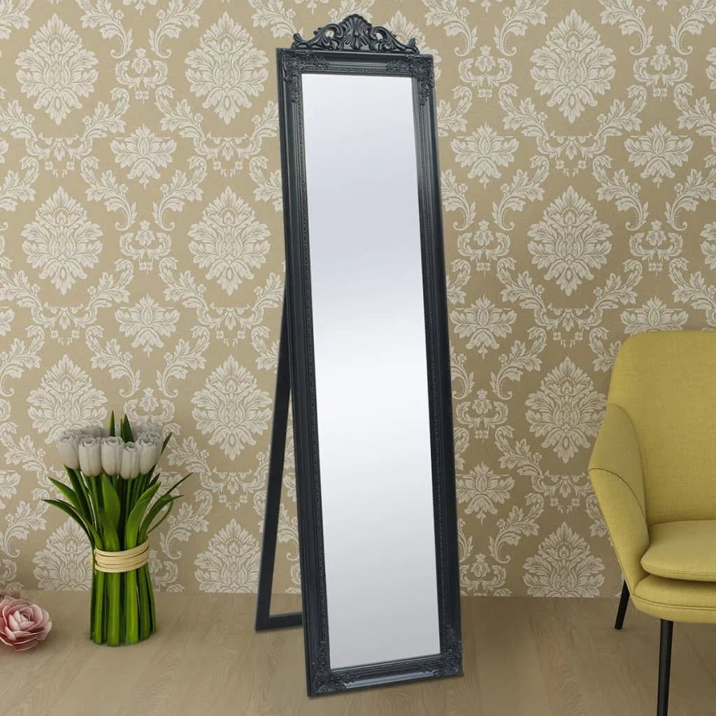 miroir moderne sur pied en bois noir