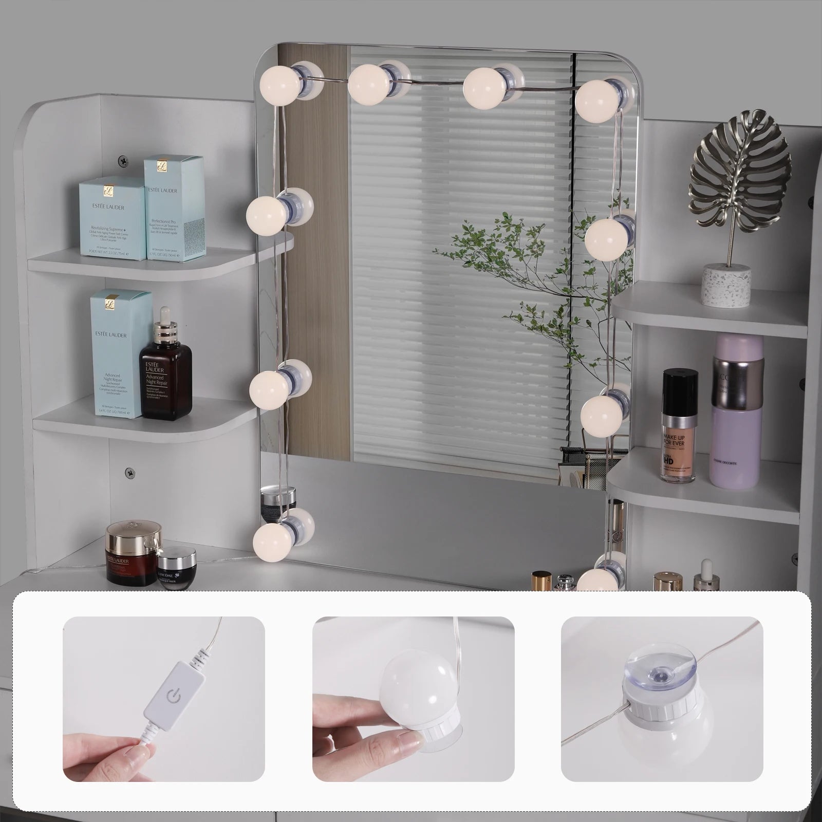 coiffeuse pour enfant avec miroir LED